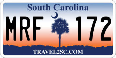 SC license plate MRF172