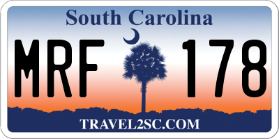 SC license plate MRF178