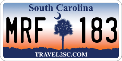 SC license plate MRF183