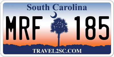SC license plate MRF185