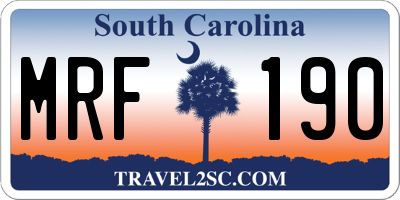 SC license plate MRF190