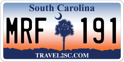SC license plate MRF191