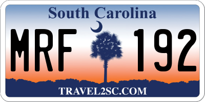 SC license plate MRF192