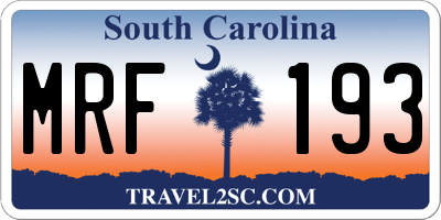 SC license plate MRF193