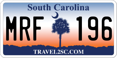 SC license plate MRF196