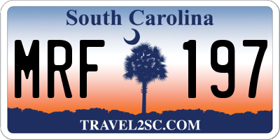 SC license plate MRF197