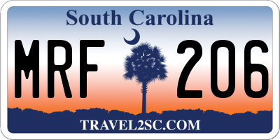 SC license plate MRF206