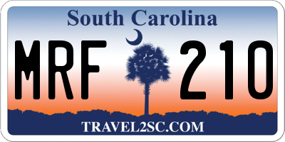 SC license plate MRF210