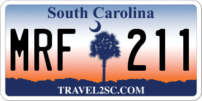 SC license plate MRF211
