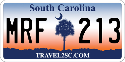 SC license plate MRF213