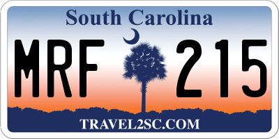 SC license plate MRF215