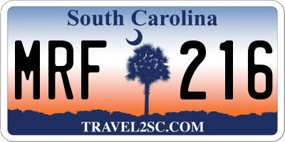 SC license plate MRF216