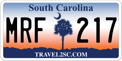SC license plate MRF217