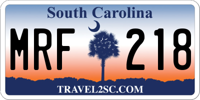 SC license plate MRF218
