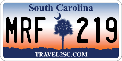SC license plate MRF219