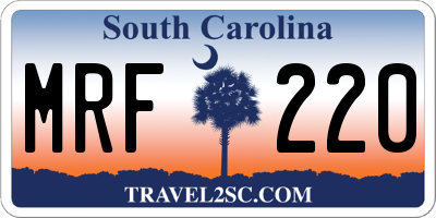 SC license plate MRF220