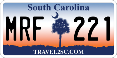 SC license plate MRF221