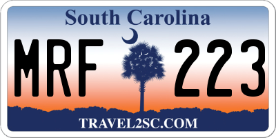 SC license plate MRF223