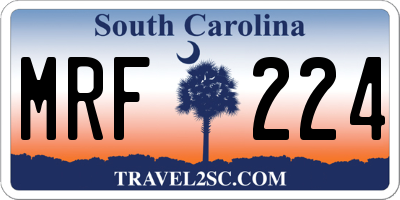 SC license plate MRF224