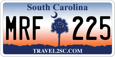 SC license plate MRF225