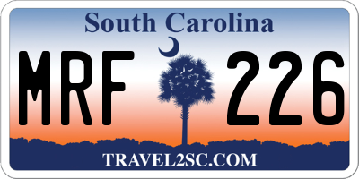 SC license plate MRF226