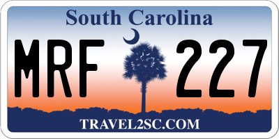 SC license plate MRF227
