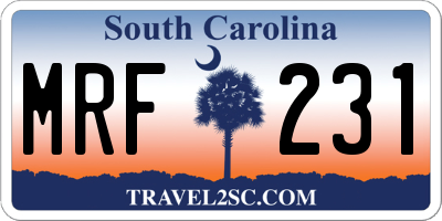 SC license plate MRF231