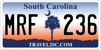 SC license plate MRF236