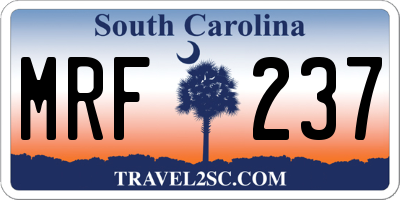 SC license plate MRF237