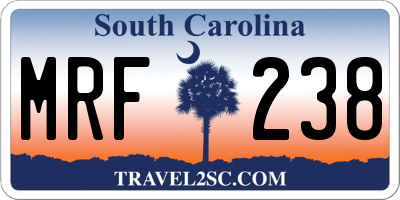SC license plate MRF238