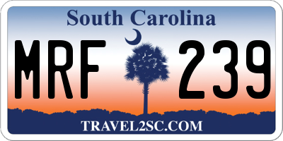 SC license plate MRF239