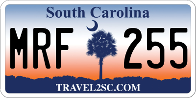 SC license plate MRF255