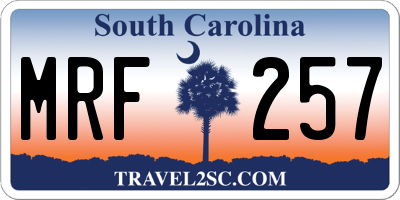 SC license plate MRF257