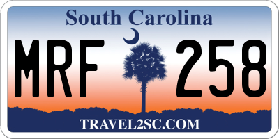 SC license plate MRF258