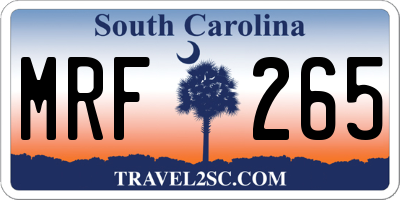 SC license plate MRF265
