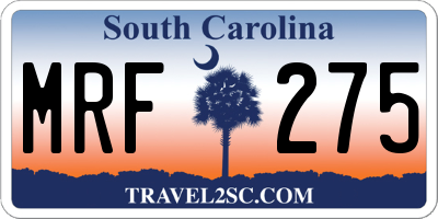 SC license plate MRF275