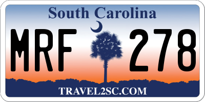 SC license plate MRF278