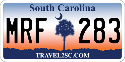 SC license plate MRF283
