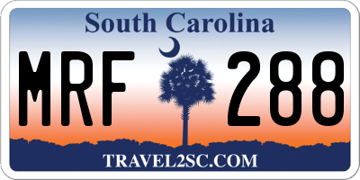 SC license plate MRF288
