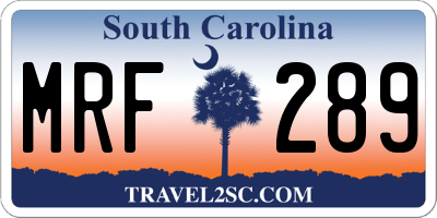 SC license plate MRF289