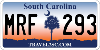 SC license plate MRF293