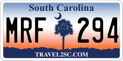 SC license plate MRF294