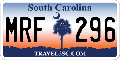 SC license plate MRF296