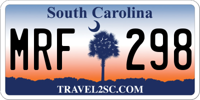 SC license plate MRF298