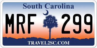SC license plate MRF299
