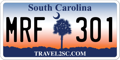 SC license plate MRF301