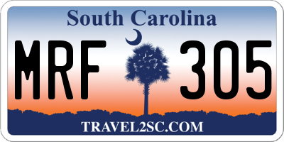 SC license plate MRF305