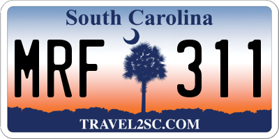SC license plate MRF311