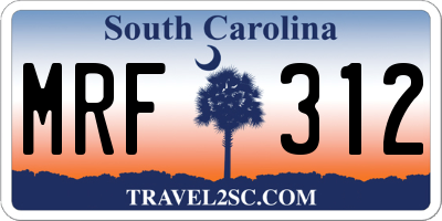 SC license plate MRF312