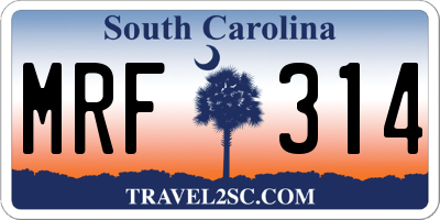 SC license plate MRF314